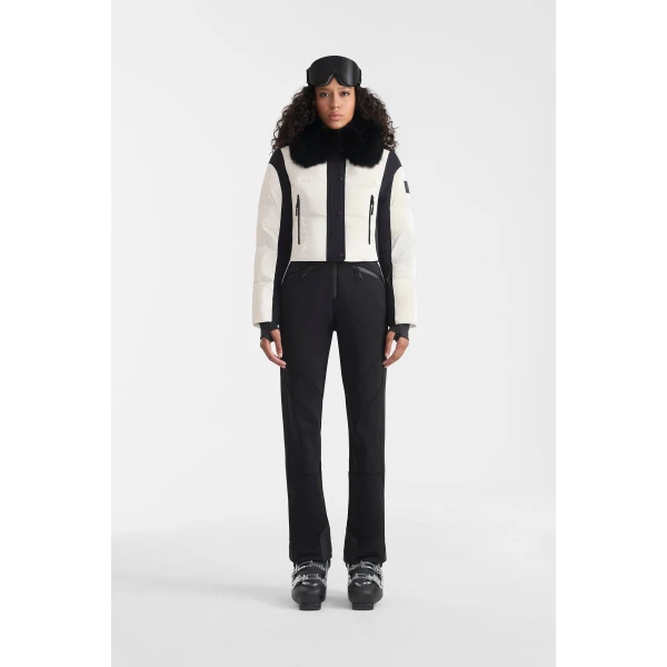 Mackage Auxane-BX Ski Suit in Off White-Black, view 3 | Jumpsuit | Coveti