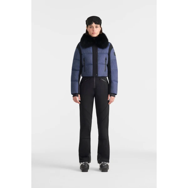Mackage Auxane-BXDNM Ski Suit in Medium Denim, view 3 | Jumpsuit | Coveti