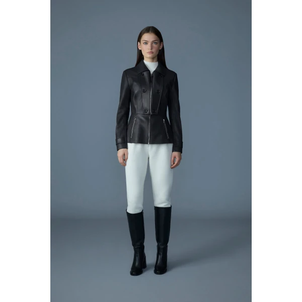 Mackage Barbara Fitted Lamb Leather Jacket in Black