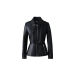 Mackage Barbara Fitted Lamb Leather Jacket in Black