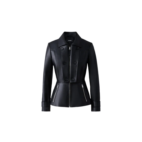 Mackage Barbara Fitted Lamb Leather Jacket in Black