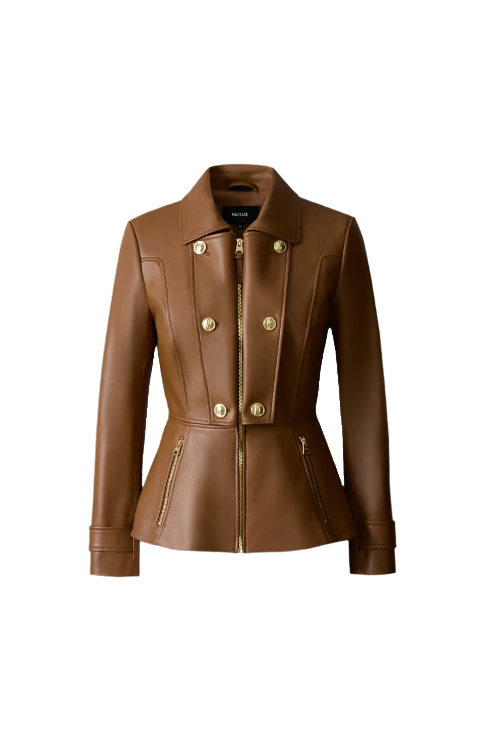 Mackage Barbara Fitted Lamb Leather Jacket in Earth Brown Mackage Barbara Fitted Lamb Leather Jacket in Earth Brown