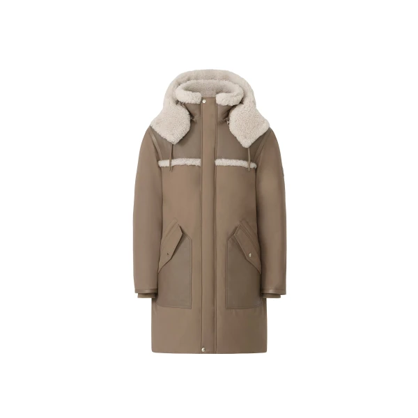Mackage Bear Mixed Media Coat in Truffle-Taupe