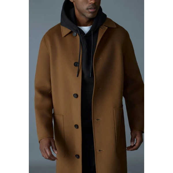 Mackage Beckett Handmade Wool Overcoat in Earth Brown