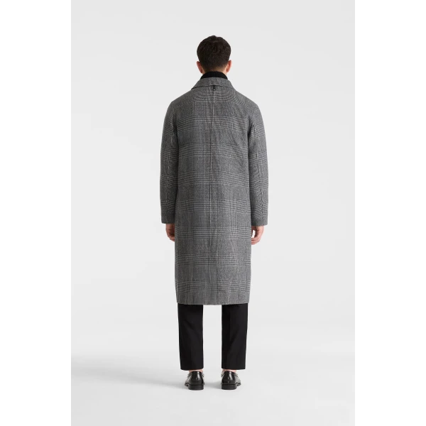 Mackage Beckett-PL Double Face Wool Balmacaan Coat in Black-Cream