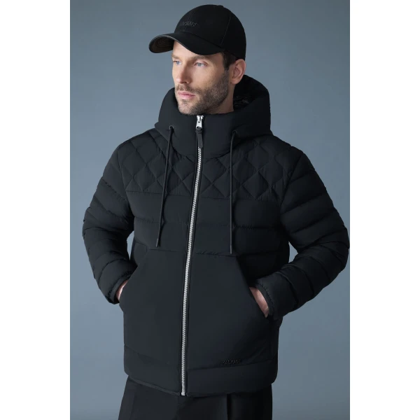 Mackage Bergen Quilted Down Hooded Jacket in Black