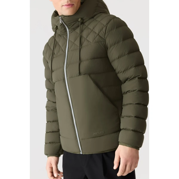 Mackage Bergen Quilted Down Hooded Jacket in Light Military