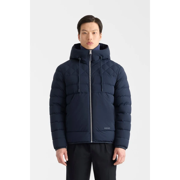 Mackage Bergen Quilted Down Hooded Jacket in Marine Blue