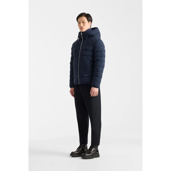 Mackage Bergen Quilted Down Hooded Jacket in Marine Blue
