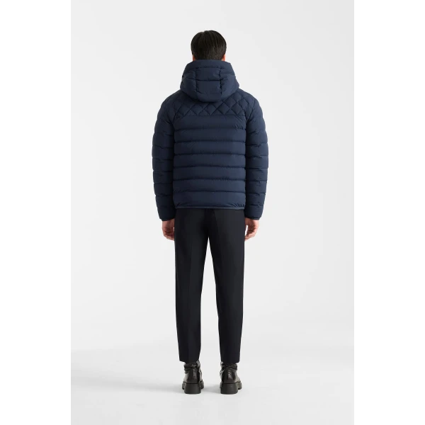 Mackage Bergen Quilted Down Hooded Jacket in Marine Blue