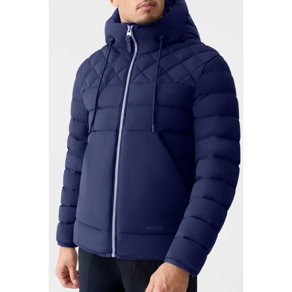 Mackage Bergen Quilted Down Hooded Jacket in Mineral Blue