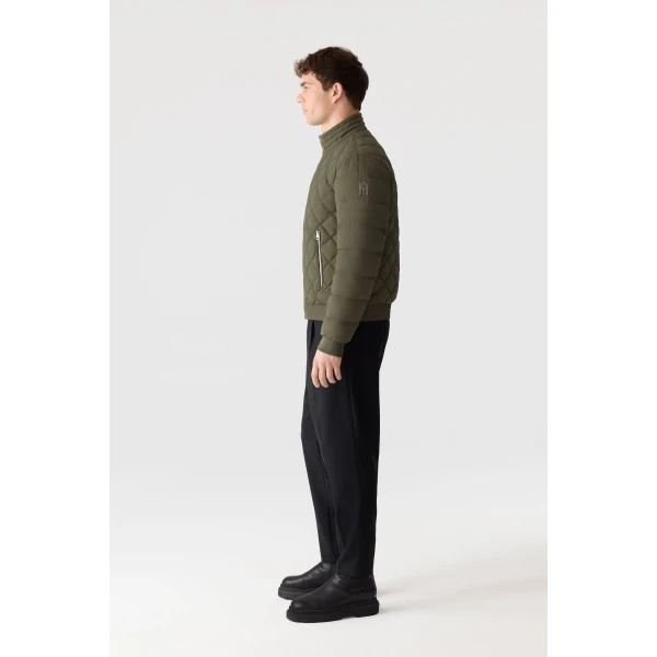 Mackage Bodhi Down Quilted Blouson-Style Jacket in Light Military, view 3 | Men Jackets | Coveti