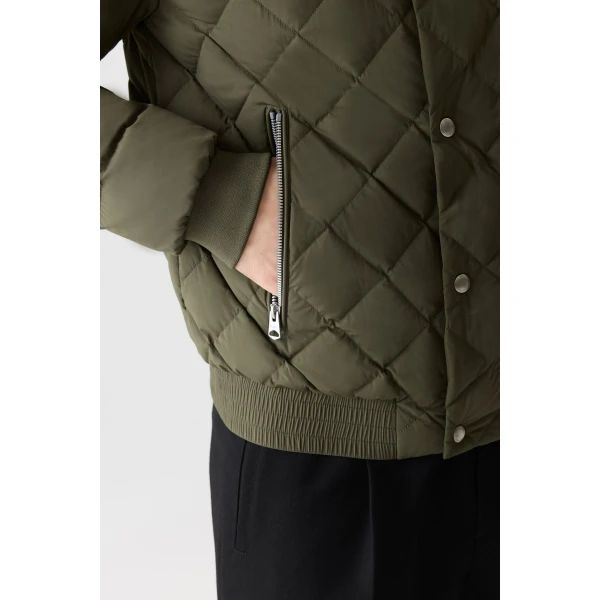 Mackage Bodhi Down Quilted Blouson-Style Jacket in Light Military, view 5 | Men Jackets | Coveti