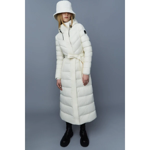 Mackage Calina Lustrous Down Maxi Coat in Cream