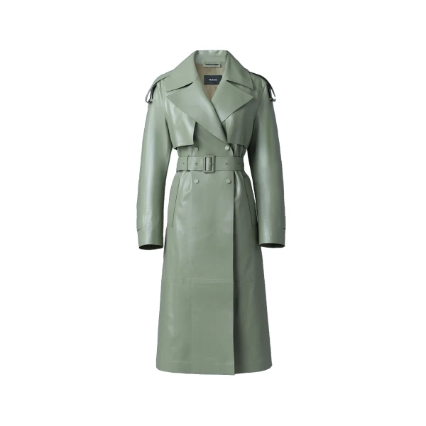 Mackage Carmela Leather Trench in Matcha