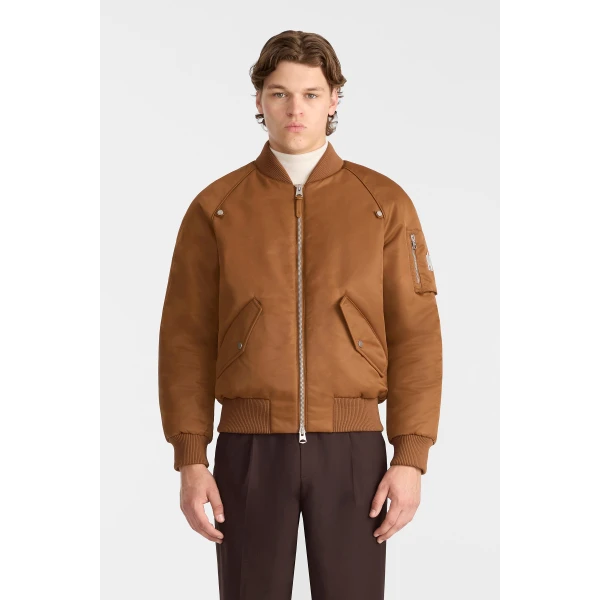 Mackage Carmelo Satin Aviator Jacket in Earth Brown