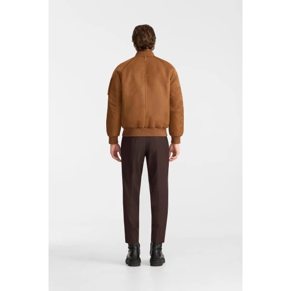 Mackage Carmelo Satin Aviator Jacket in Earth Brown