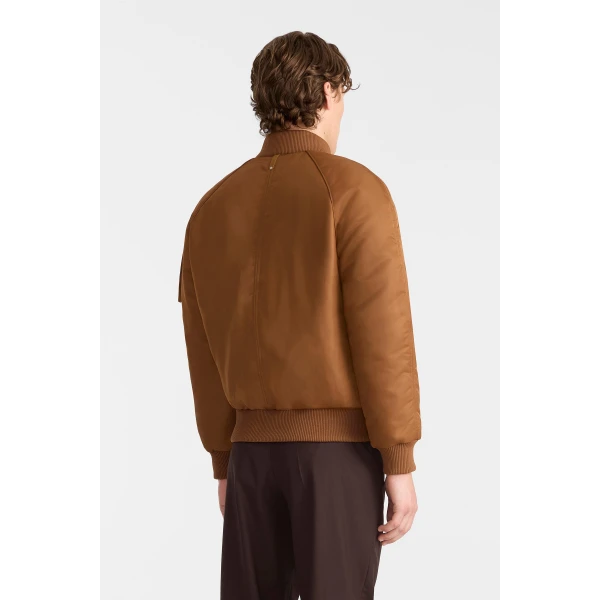 Mackage Carmelo Satin Aviator Jacket in Earth Brown