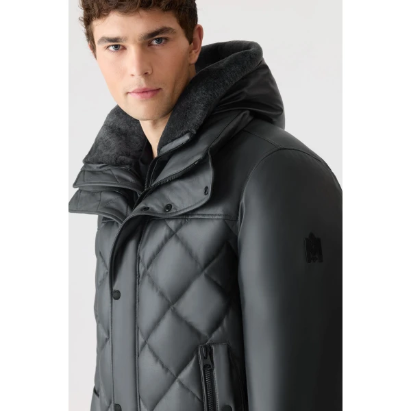 Mackage Cash Diamond-Quilted Leather Jacket in Carbon