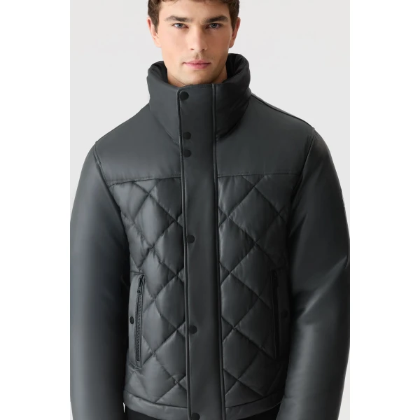 Mackage Cash Diamond-Quilted Leather Jacket in Carbon