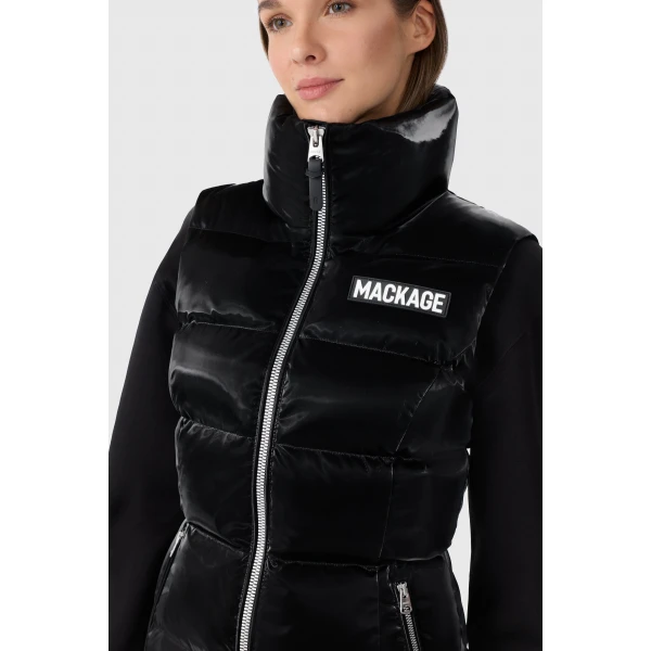 Mackage Chaya-GLO High-Gloss Shell Down Vest in Black
