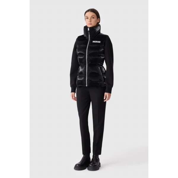 Mackage Chaya-GLO High-Gloss Shell Down Vest in Black