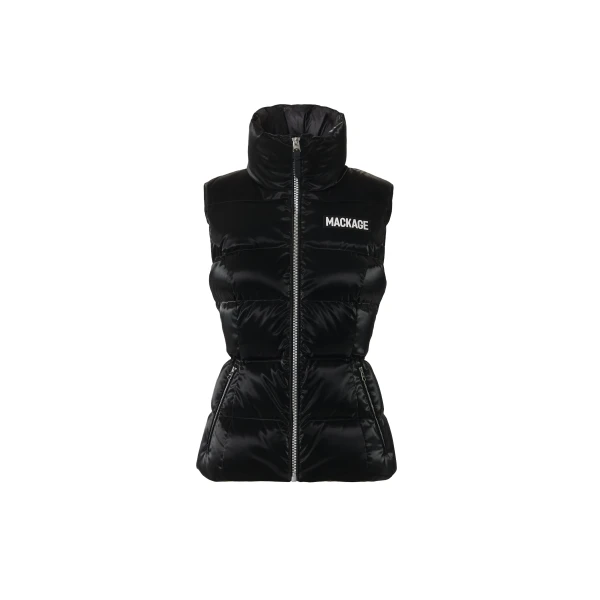 Mackage Chaya-GLO High-Gloss Shell Down Vest in Black