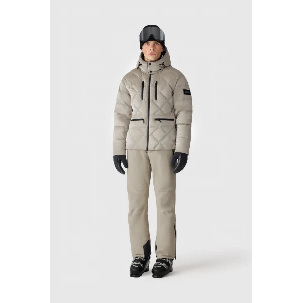 Mackage Cillian-GLO High-Gloss Down Ski Jacket in Taupe