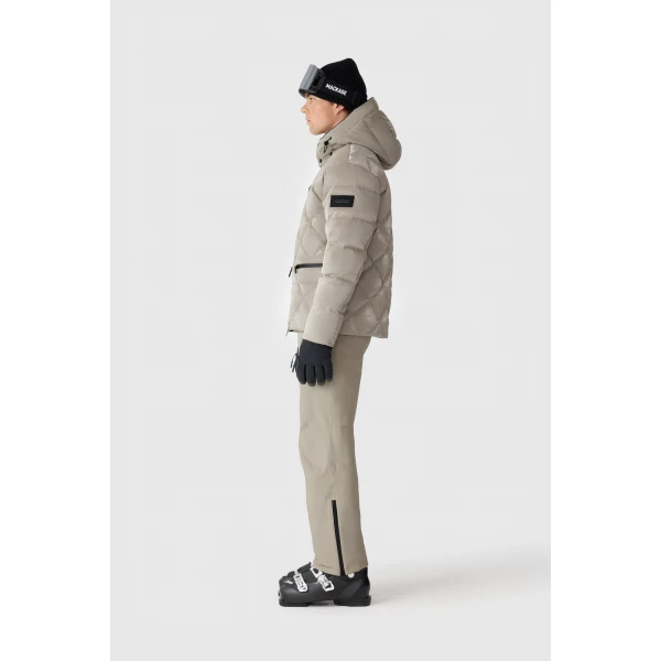 Mackage Cillian-GLO High-Gloss Down Ski Jacket in Taupe