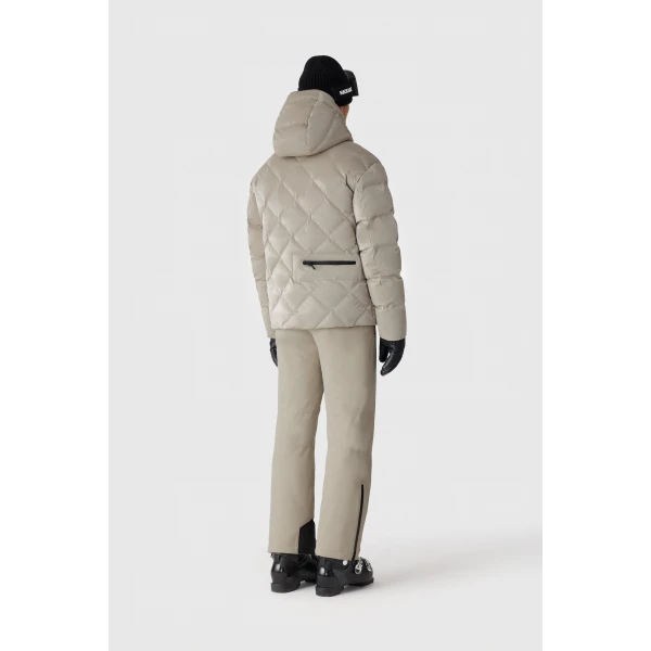 Mackage Cillian-GLO High-Gloss Down Ski Jacket in Taupe