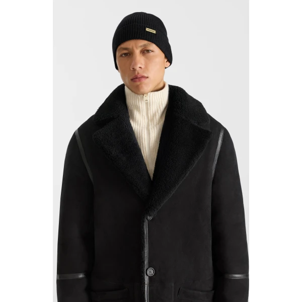 Mackage Clyde Reversible Shearling Coat in Black-Black