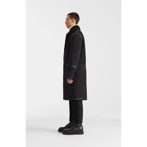 Mackage Clyde Reversible Shearling Coat in Black-Black