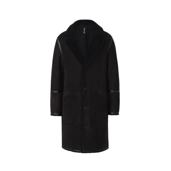 Mackage Clyde Reversible Shearling Coat in Black-Black