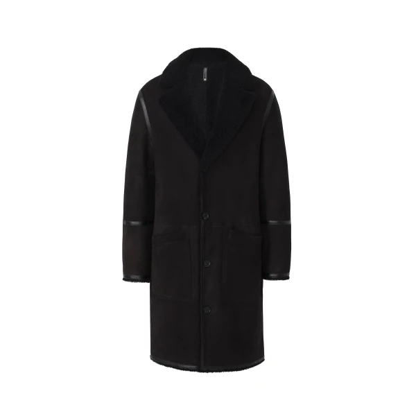 Mackage Clyde Reversible Shearling Coat in Black-Black