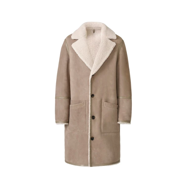 Mackage Clyde Reversible Shearling Coat in Truffle-Taupe