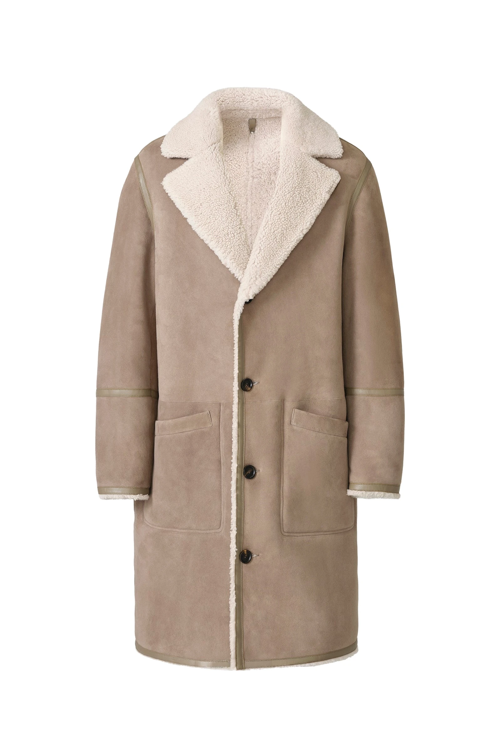 Mackage Clyde Reversible Shearling Coat in Truffle-Taupe Mackage Clyde Reversible Shearling Coat in Truffle-Taupe