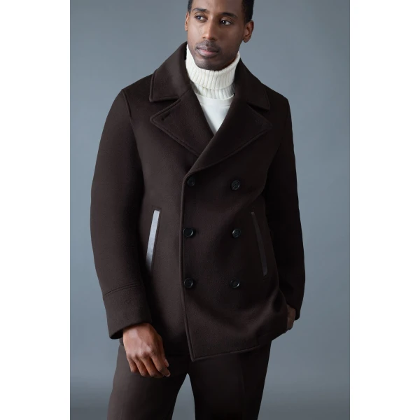 Mackage Cole Wool Double-Breasted Jacket in Coffee
