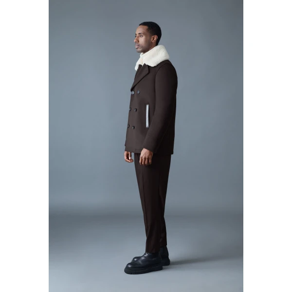 Mackage Cole Wool Double-Breasted Jacket in Coffee