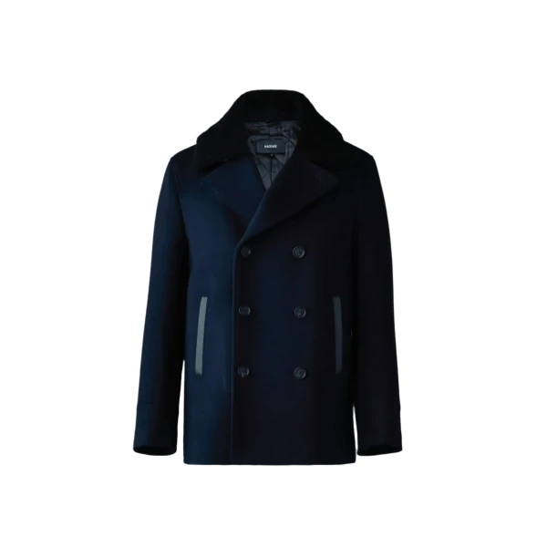 Mackage Cole Wool Double-Breasted Jacket in Navy