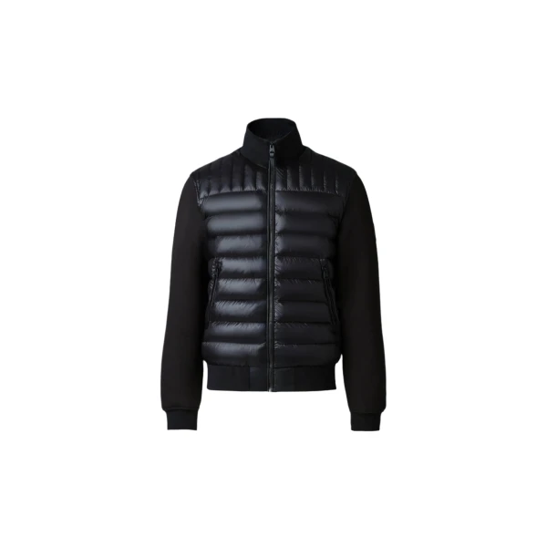 Collin-R Down Mixed Media Bomber Jacket in Black