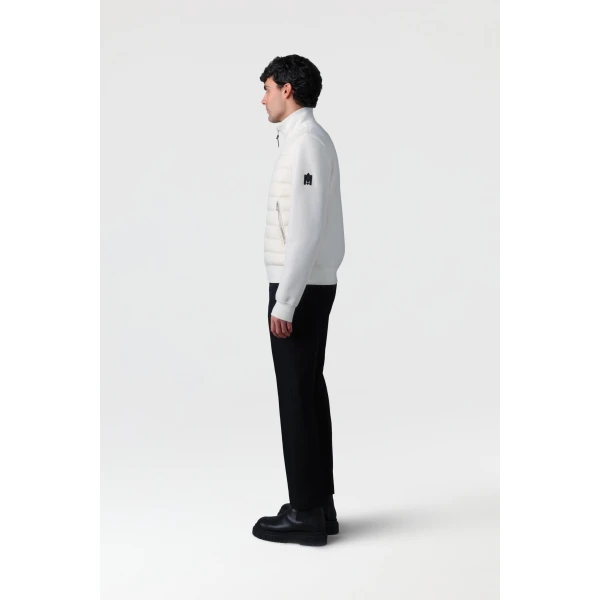Mackage Collin-R Down Mixed Media Bomber Jacket in Cream