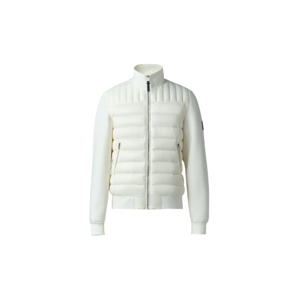 Mackage Collin-R Down Mixed Media Bomber Jacket in Cream