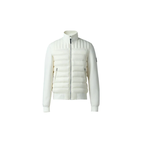 Collin-R Down Mixed Media Bomber Jacket in Cream