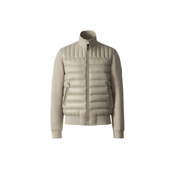 Collin-R Down Mixed Media Bomber Jacket in Light Camel