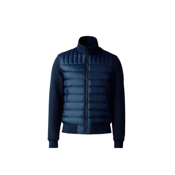 Mackage Collin-R Down Mixed Media Bomber Jacket in Navy