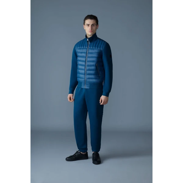 Mackage Collin-R Down Mixed Media Bomber Jacket in Tide
