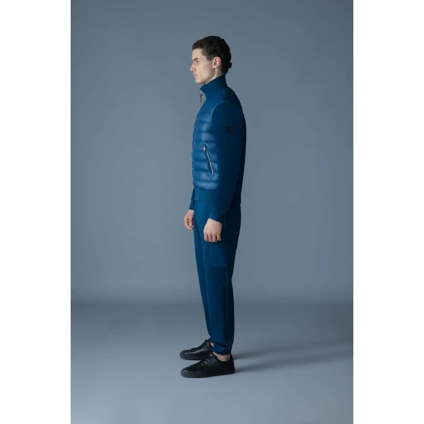 Mackage Collin-R Down Mixed Media Bomber Jacket in Tide