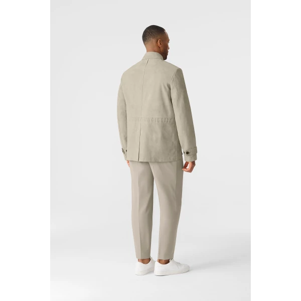 Mackage Danny-SU Suede Safari Jacket in Taupe