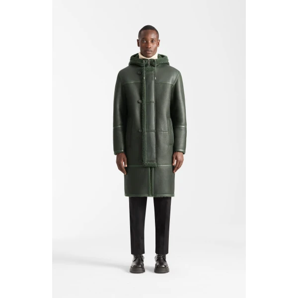 Mackage Darwin Shearling Duffle Coat in Evergreen