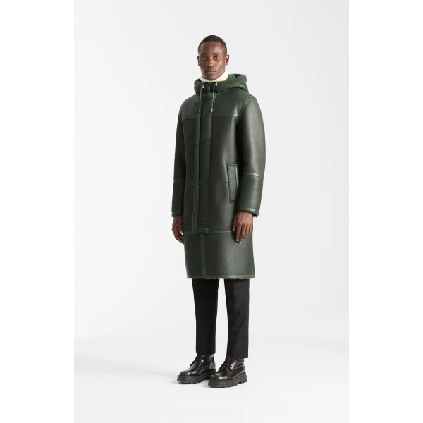 Mackage Darwin Shearling Duffle Coat in Evergreen